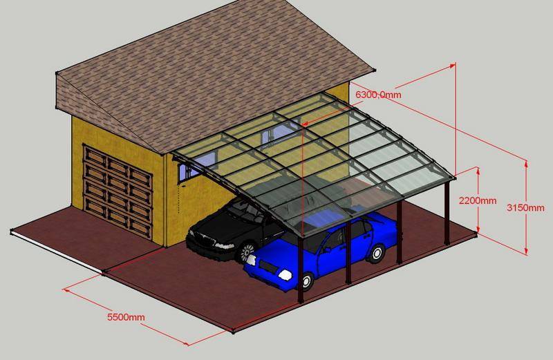 3 проекта гаража с навесом: что нужно учесть при планировании гаража с навесом
