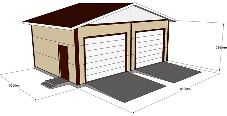 Проект каркасного гаража 5х8