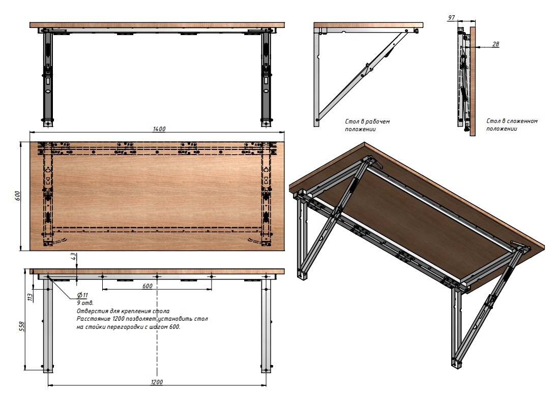 Как сделать откидной настенный стол своими руками: пошаговая инструкция и выбор материала