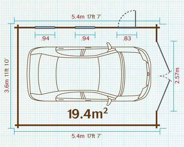 Размеры гаража - оптимальные, на 1 машину, стандартная ширина