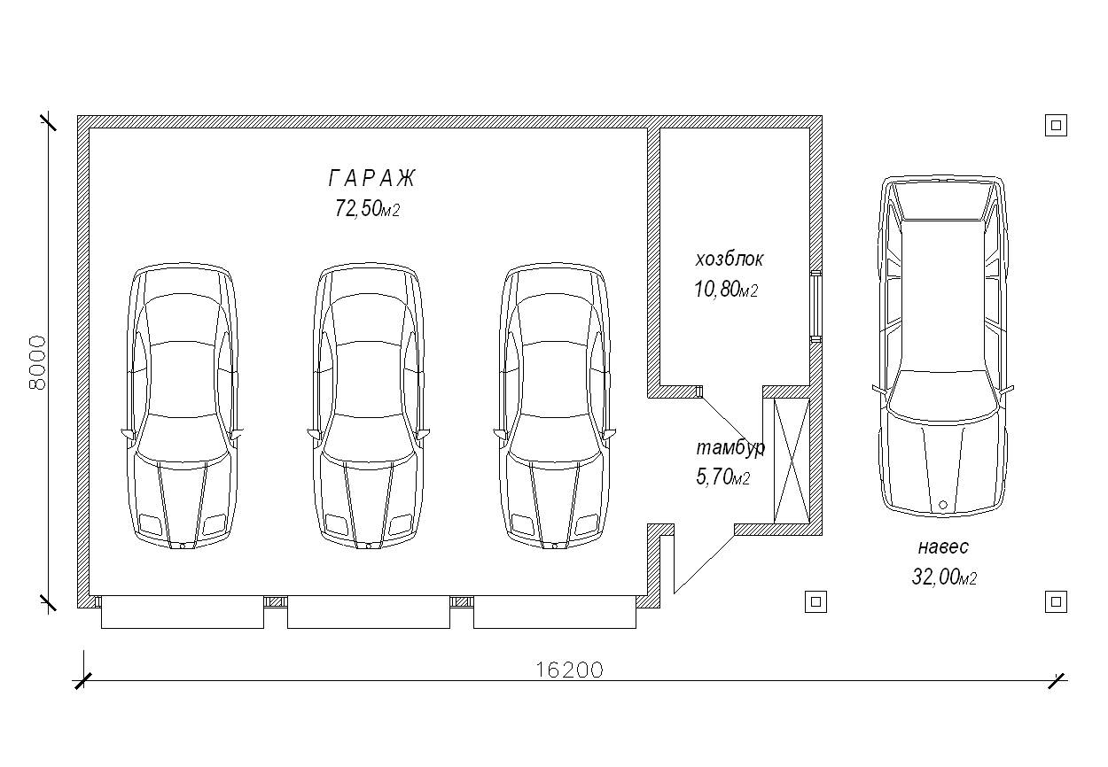 Проекты гаражей с навесом и хозблоком (49 фото): гаражные конструкции на 2 машины, планировка гаража из газобетона рядом с домом