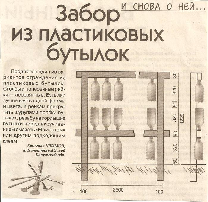 Забор из пластиковых бутылок и крышек своими руками
