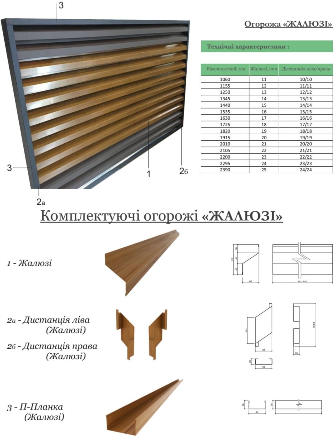 Жалюзийный забор чертеж