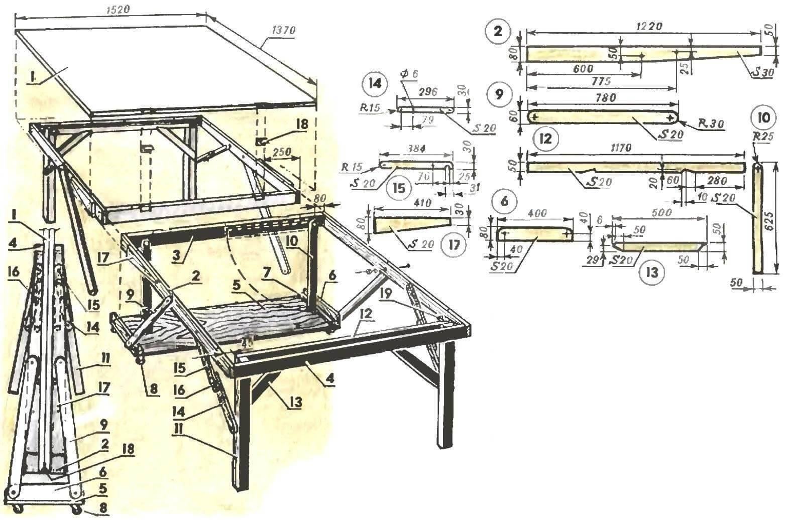 Складной столярный верстак чертеж