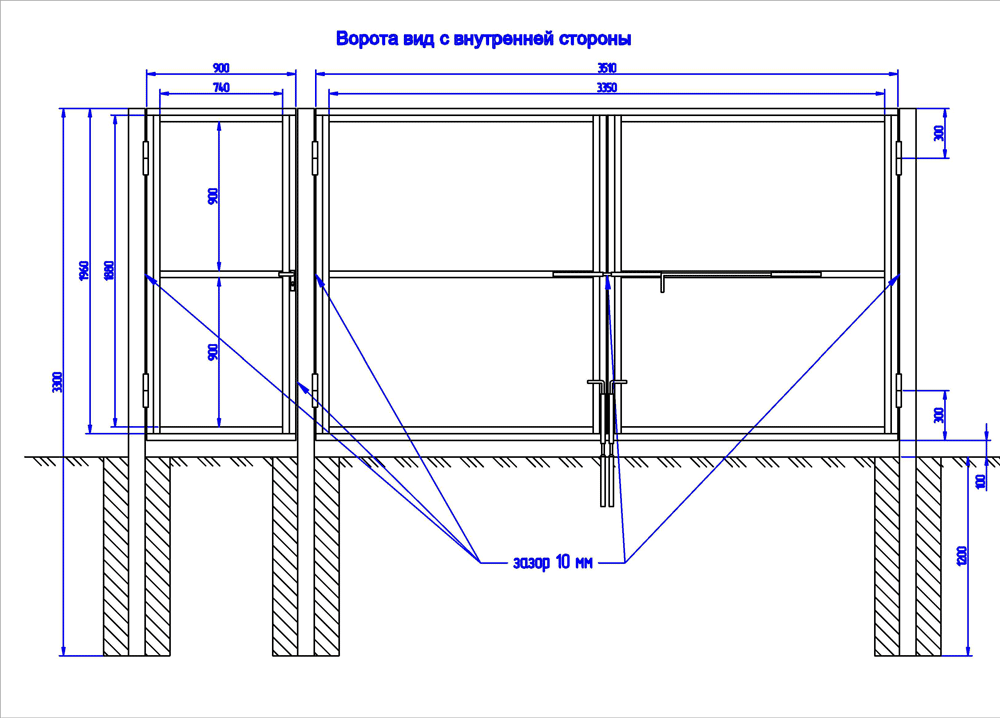 Как составить чертежи распашных ворот для гаража?