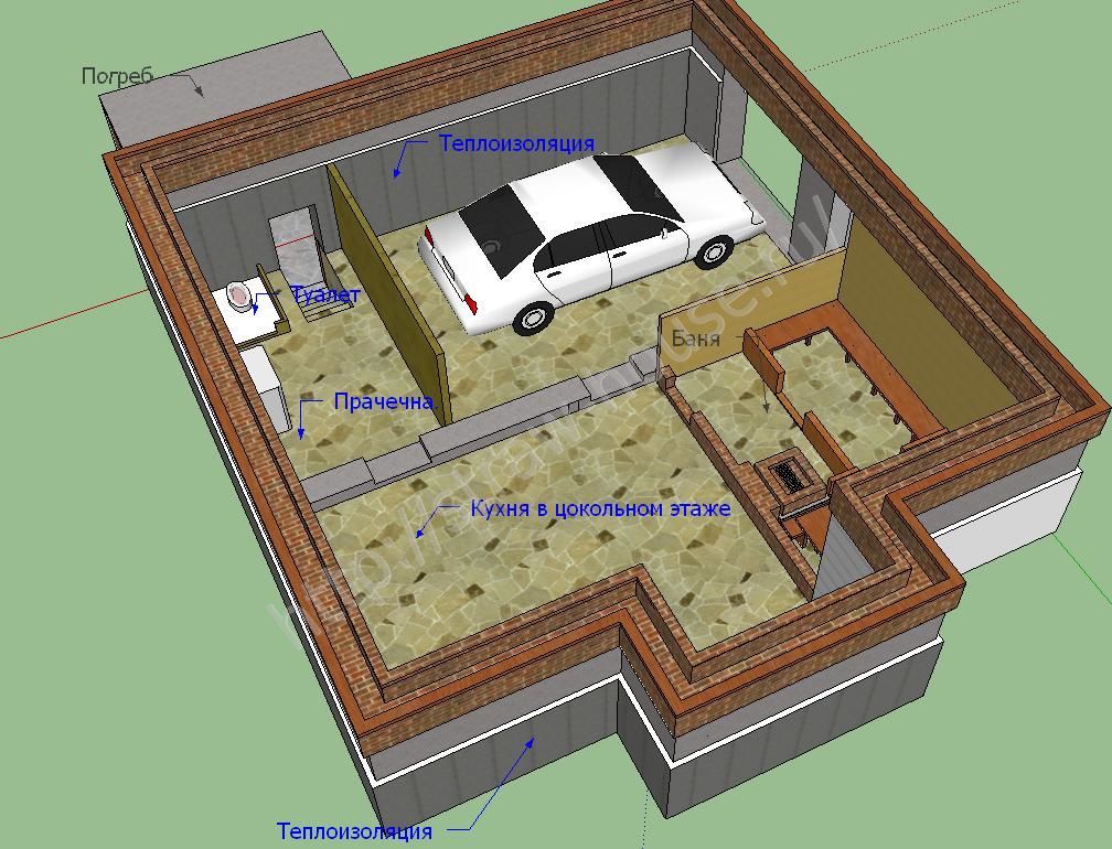План цокольного этажа с гаражом в частном доме: виды и плюсы и минусы +фото и видео проекта