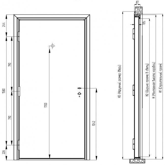 Размеры входных, металлических дверей с коробкой - стандартные, железные в частный дом, какие бывают