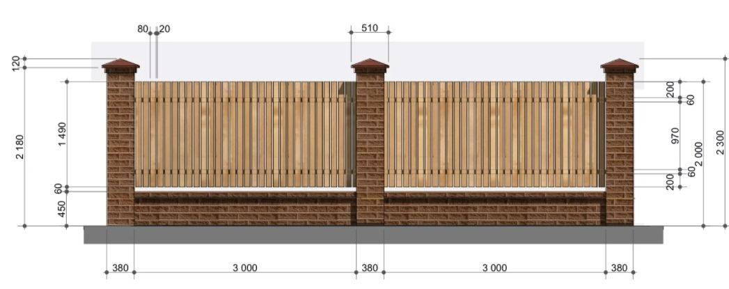 Как сделать забор из профнастила с кирпичными столбами?