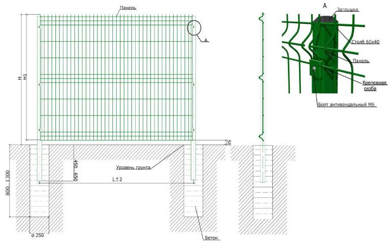 3d заборы из сетки: монтаж металлических панелей с секционным креплением