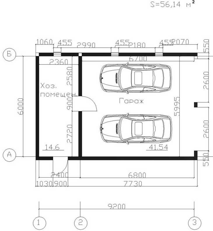 Проект гаража на 2 машины: оптимальные размеры и составление плана постройки