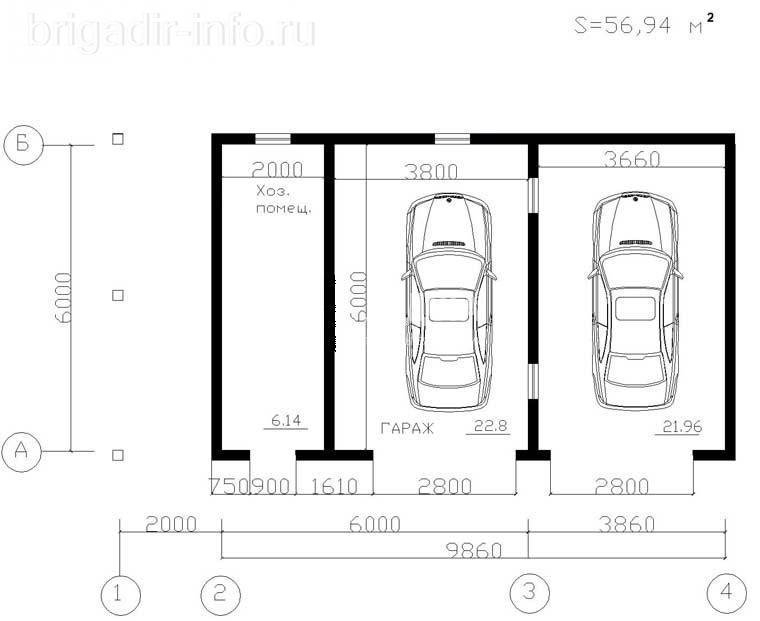 Размер гаража на 1-2 машины стандартный, минимальный :: syl.ru