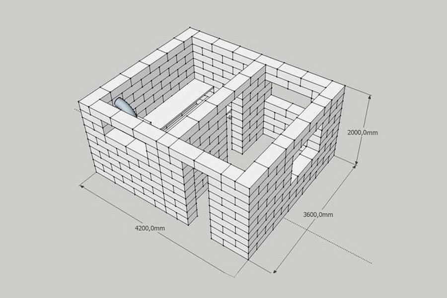 Проект бани 5 на 5 из кирпича