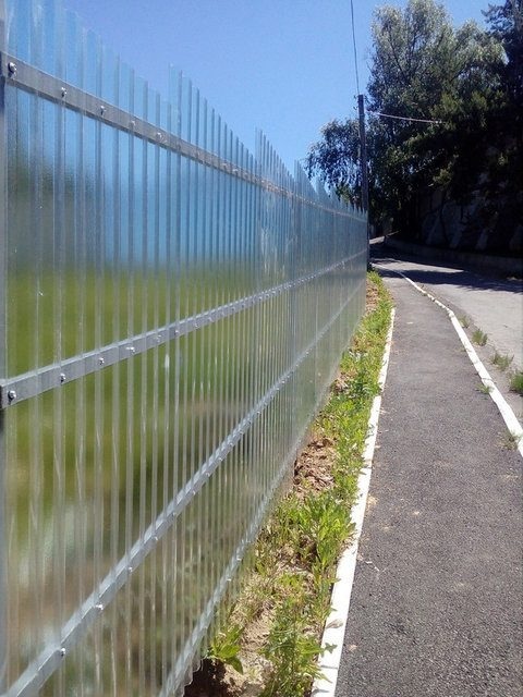 Забор из поликарбоната — фото прозрачного ограждения из сотового и монолитного материала