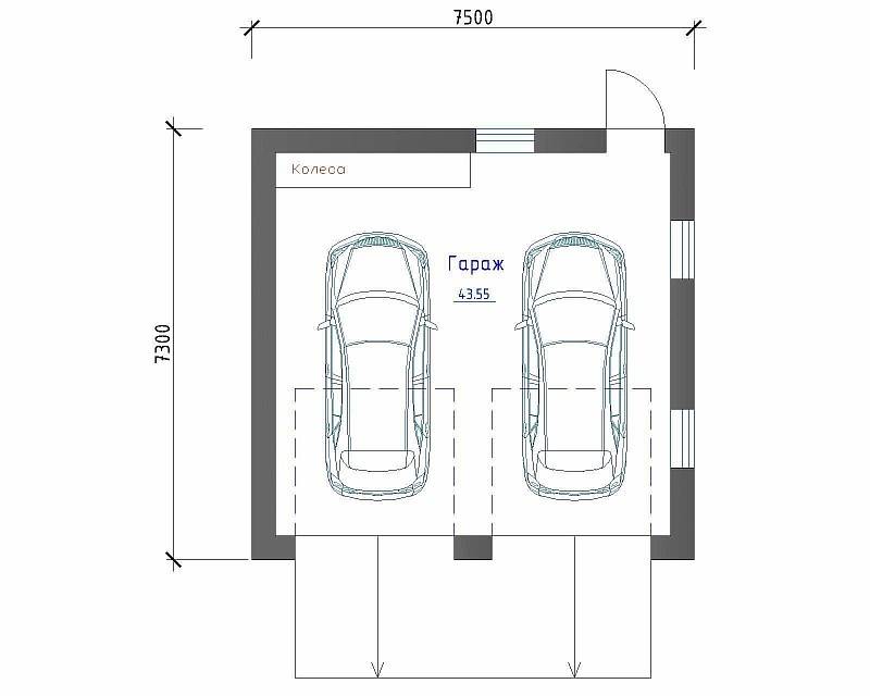 Проект гаража на 2 автомобиля: планировка, размеры, особенности