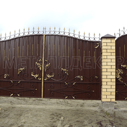 Ворота с калиткой из профнастила своими руками: фото и видео