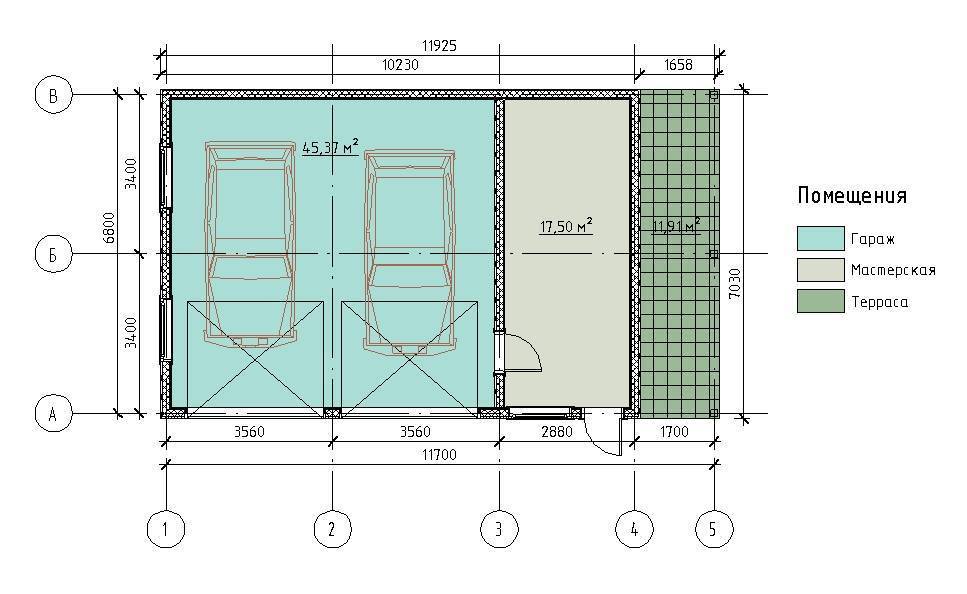 Проект гаража на 2 машины с хозблоком - варианты с погребом и навесом, чертежи построек