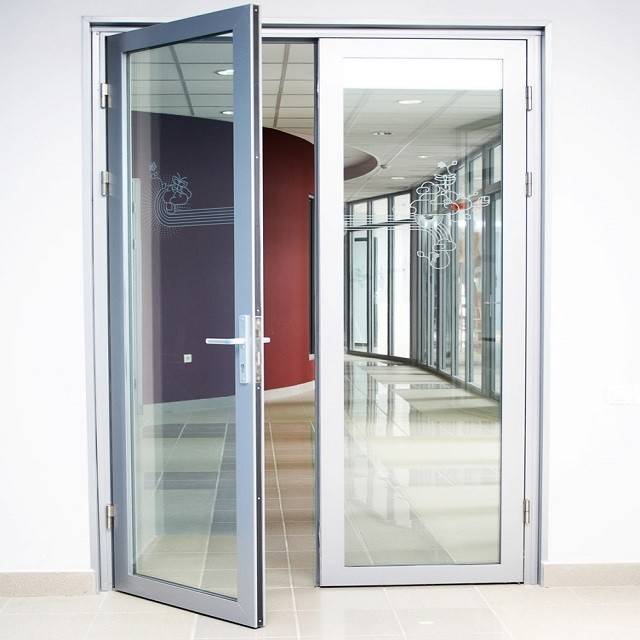 Алюминиевые входные двери со стеклом: примеры конструкции и особенности установки