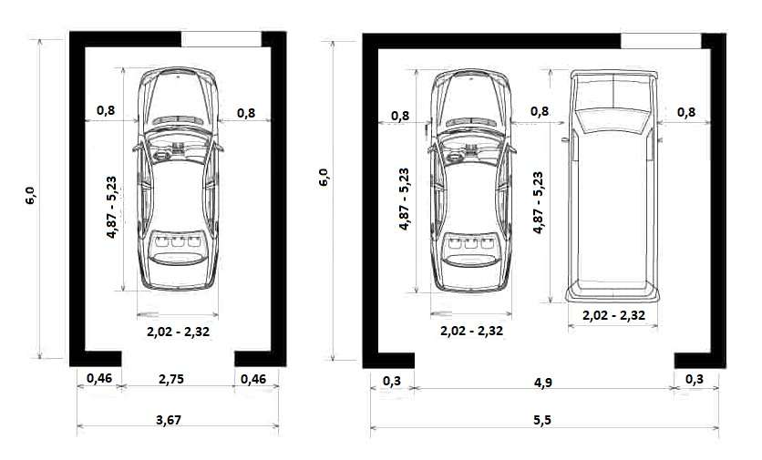 Размеры гаража на 2 машины и особенности планировки