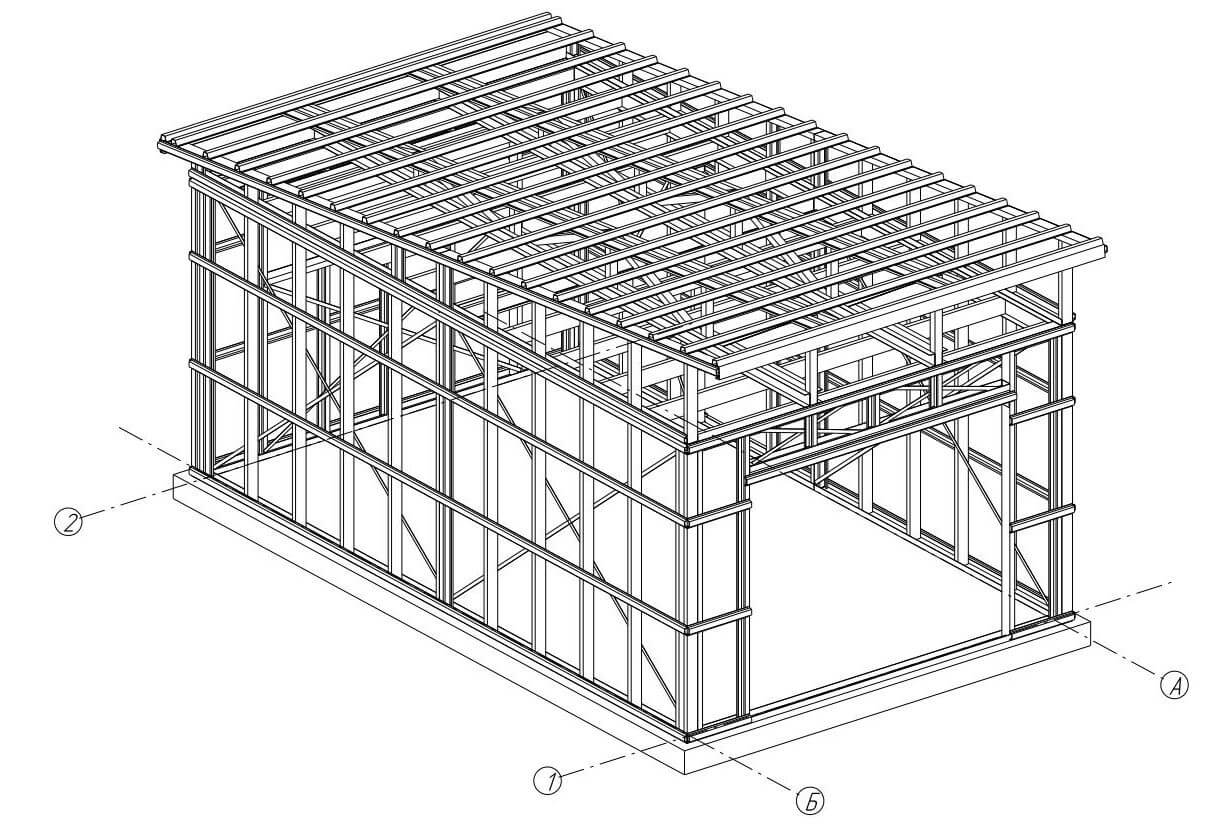 План каркасного гаража
