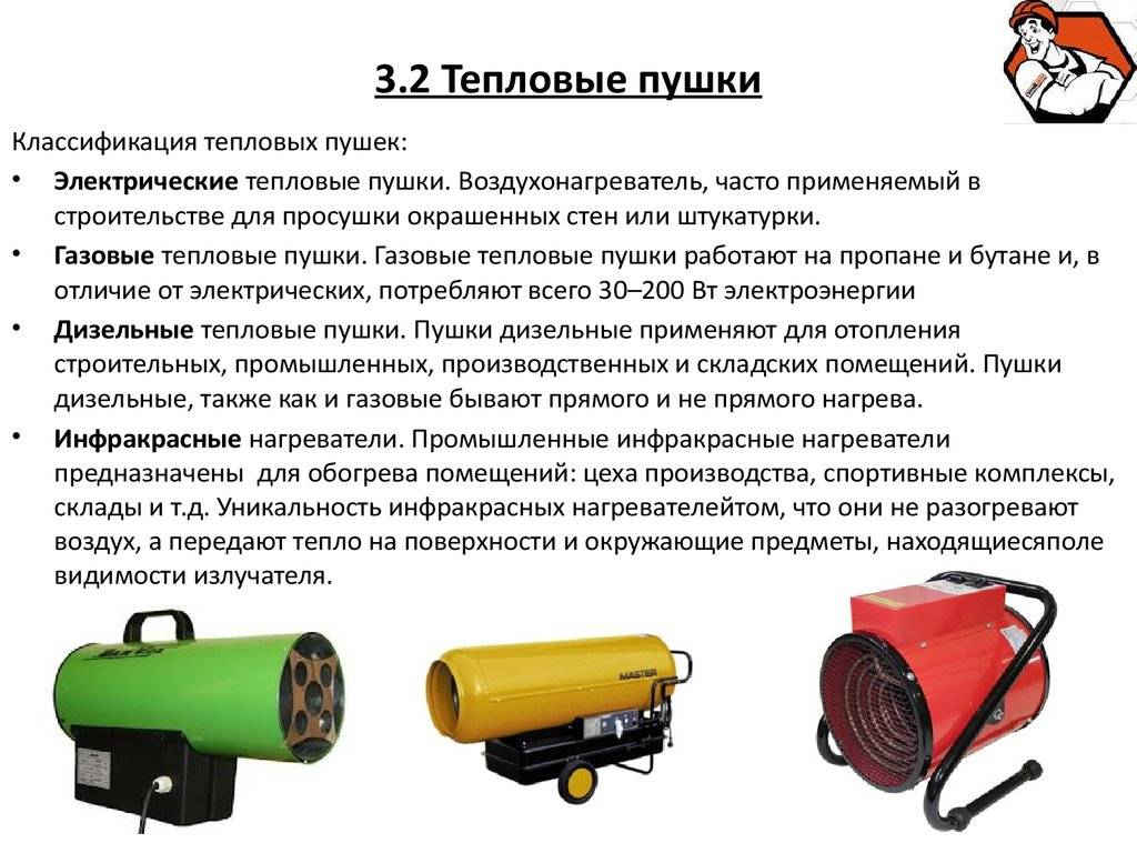 Как выбрать хорошую тепловую пушку — ошибки и правила. расчет тепловой мощности.